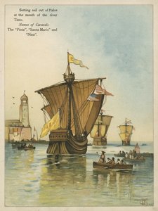 哥伦布启航前往新世界（chromolitho） 作者 安德鲁·梅尔罗斯